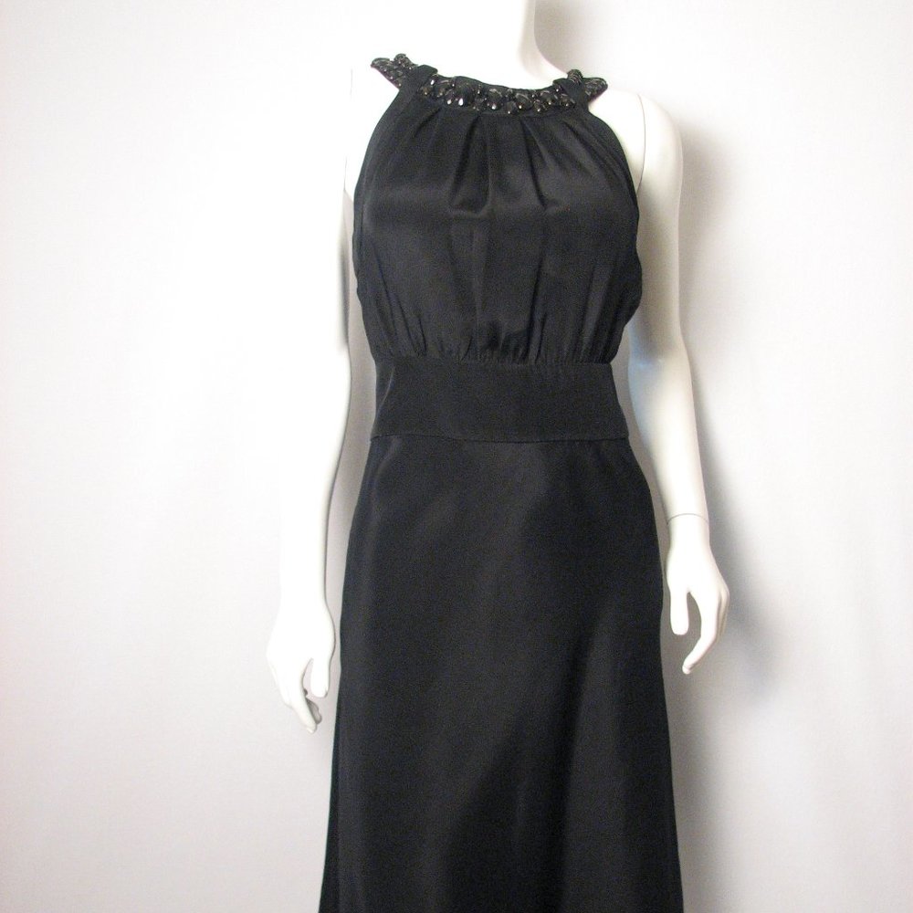 Banana Republic Silk Blend Black Embellished Dress 8 (121422)